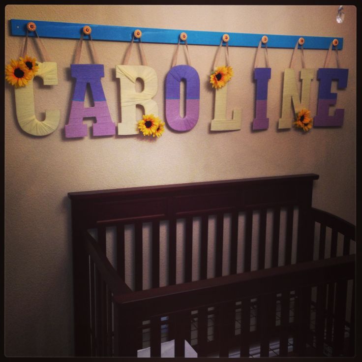Yarn wrapped letters for baby Caroline's nursery!