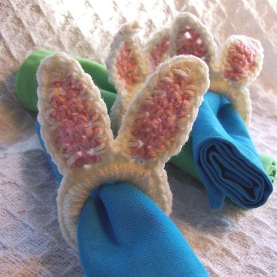 Crochet Easter Bunny Napkin Rings Set of 4 by ThePrairieCottage, $12.00