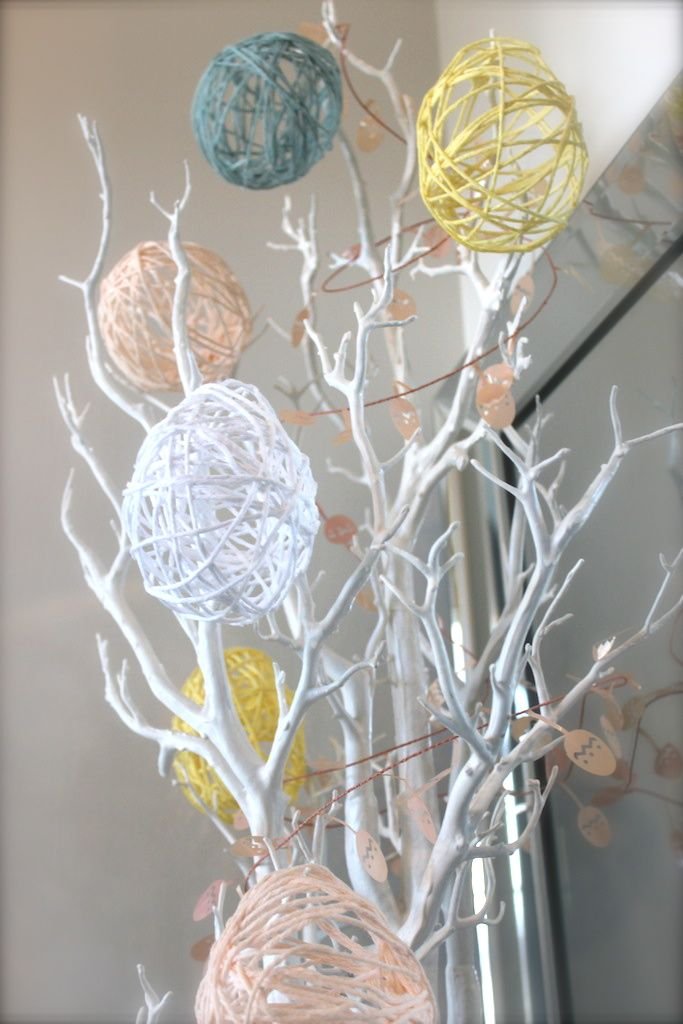 Easter Tree blow up balloon and wrap thread soaked in glue around it let it dry and pop the balloon :)