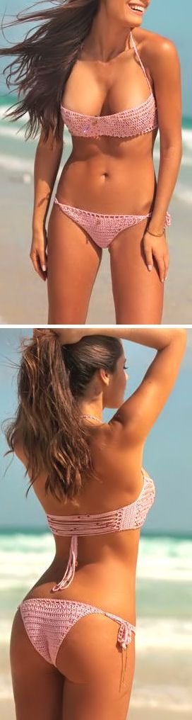 Corset Back Crochet Bikini ♥ OK, I liked the pattern of the top, looks secure and sexy at same time. But WTH??? $346.00 Who in their right mind would pay that for a bikini top??? People be stupid