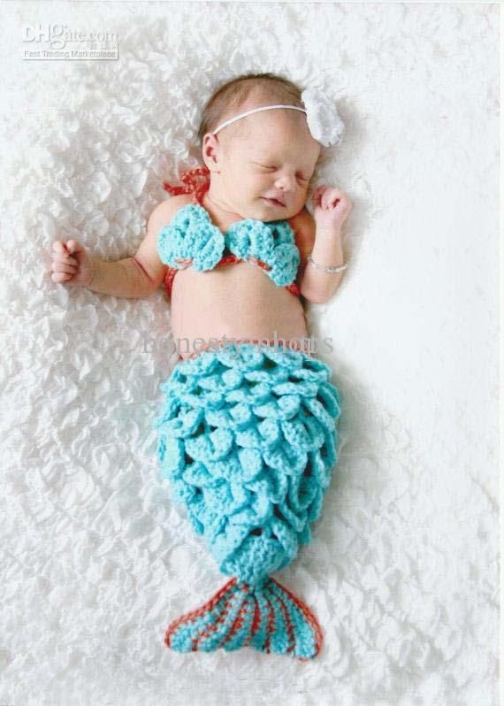 china baby  | Hot New Baby Crochet mermaid tail newborn baby girls knitting mermaid ...