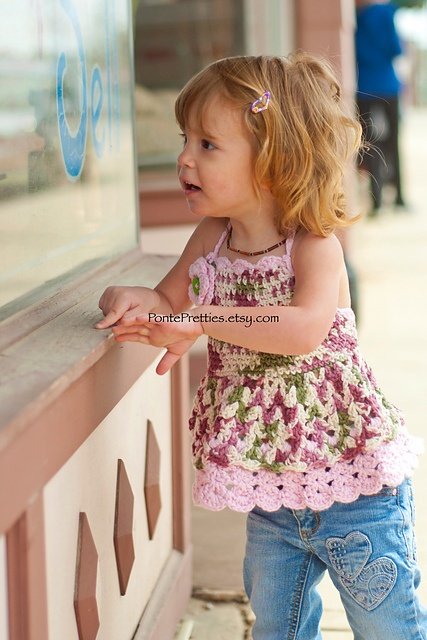 Ravelry: Hello Summer 2T 4T crochet Halter top or dress pattern by Janelle Ponte