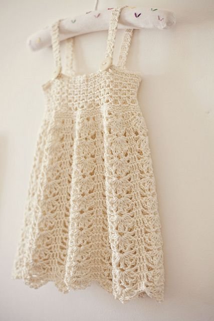 Delicate crochet dress pattern..size 9 mos-5 yrs.
