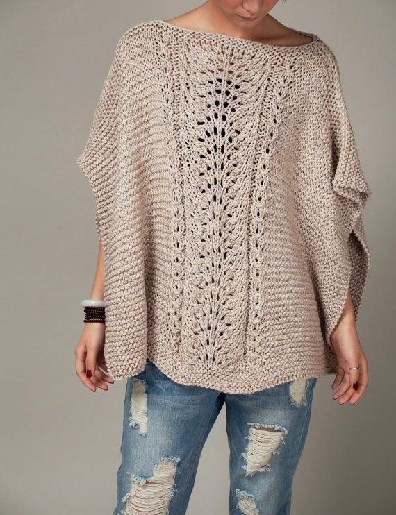 hand knitted Poncho/ capelet in wheat by MaxMelody on Etsy (knit a little longer... dress, or even a caftan)