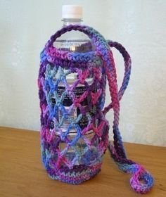 Crochet Pattern PDF for Water Bottle Carrier Holder Tote      EASY - permission to sell what you  make