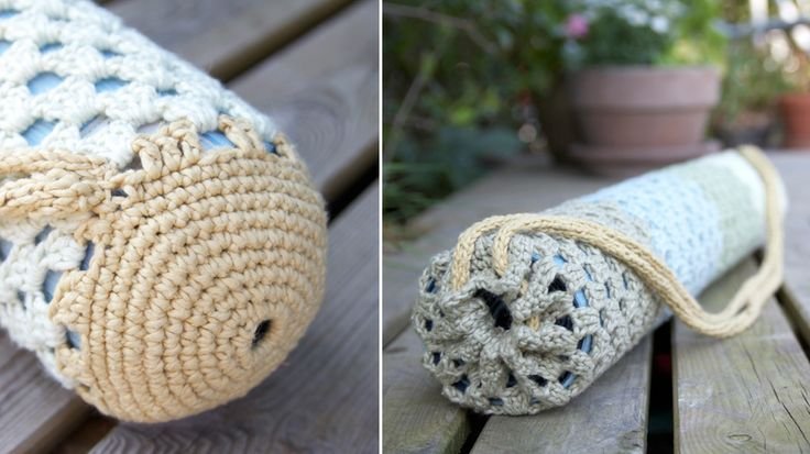 Om shanti yoga mat bag - free crochet pattern - Pickles