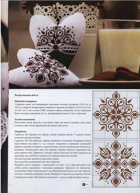 Cross stitch charts for embroidery on hearts. This image only.